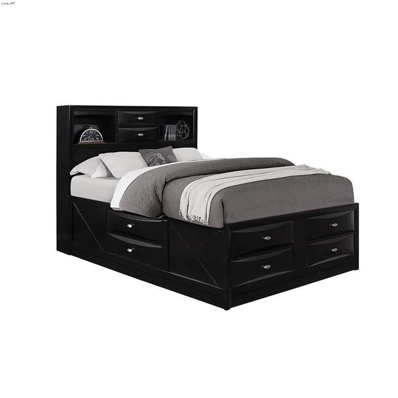 Linda Black King Captain Storage Bed by Global Furniture USA