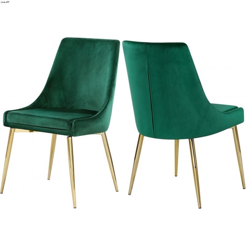 Karina Green and Gold Upholstered Velvet Dining Chair - Set of 2