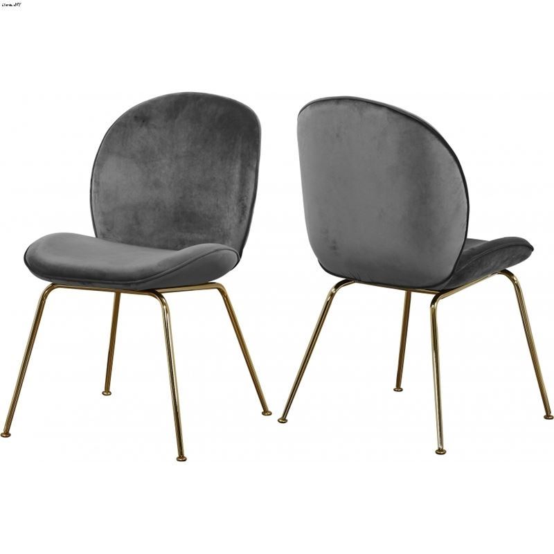 Paris Grey Upholstered Velvet Dining Chair - Gold Base - Set of 2