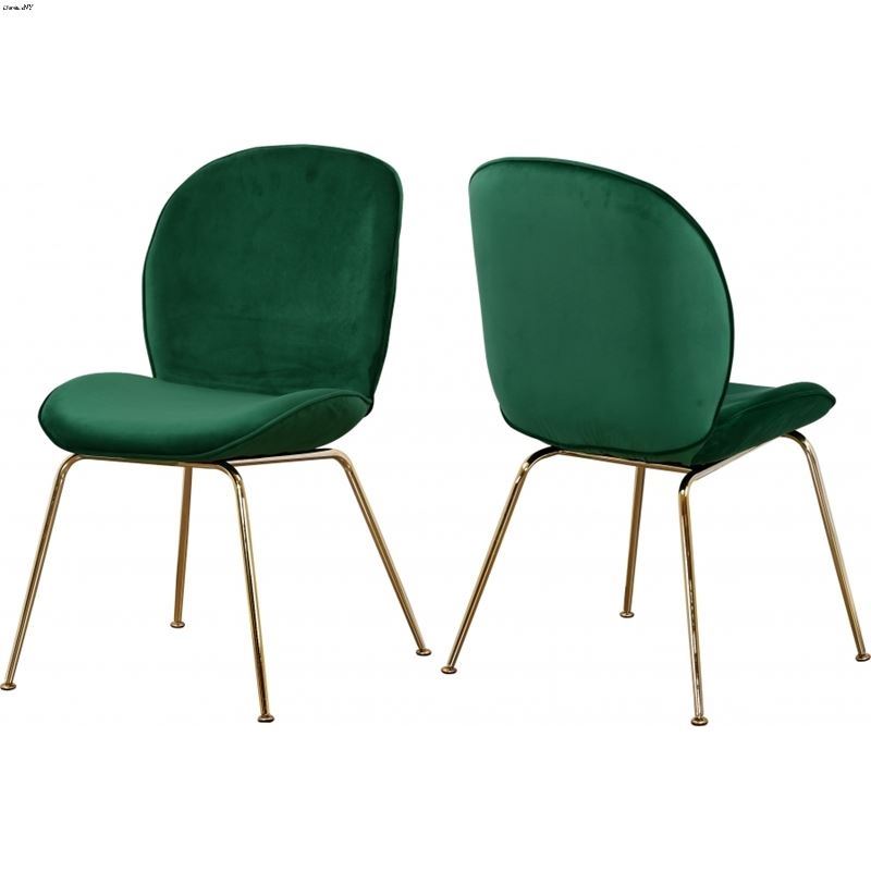 Paris Green Upholstered Velvet Dining Chair - Gold Base - Set of 2