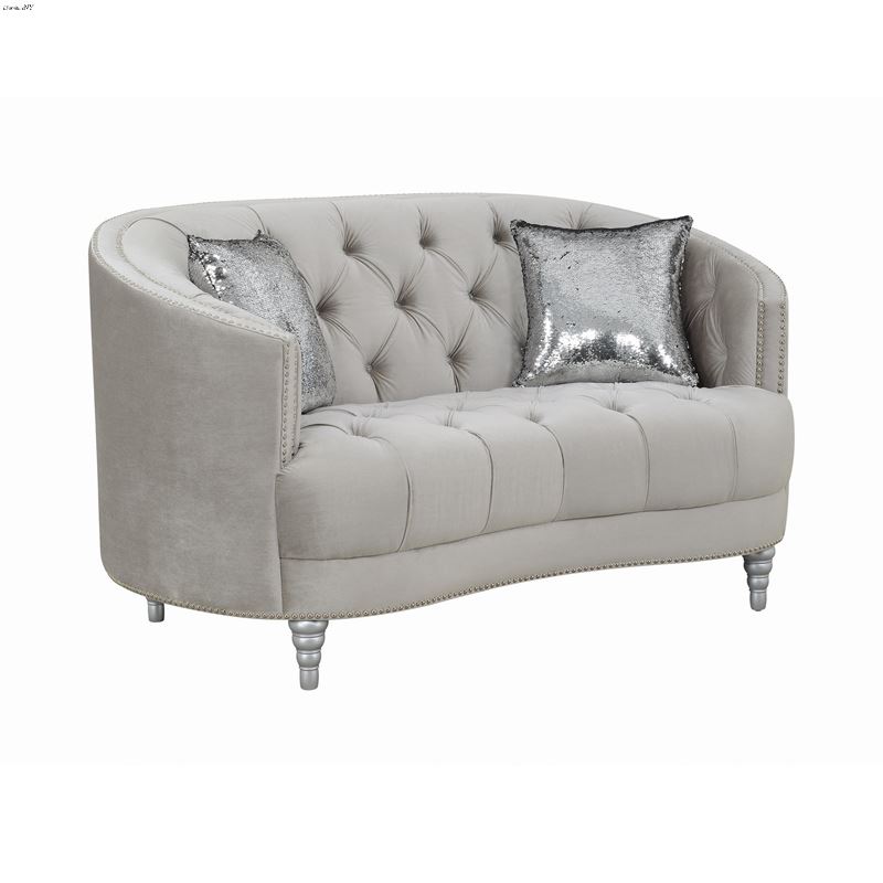 Avonlea Light Grey Velvet Loveseat 508462 by Coaster