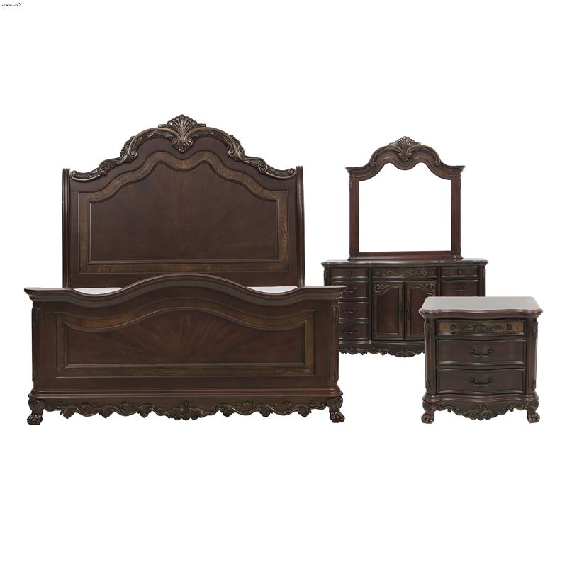 Deryn Park Cherry Queen Sleigh Bed 4pc Bedroom Set 2243SL-1*4 By ...