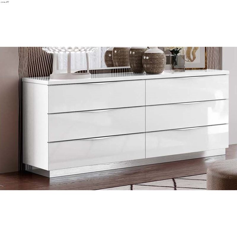 Onda Modern White 6 Drawer Double Dresser by Camelgroup Italy