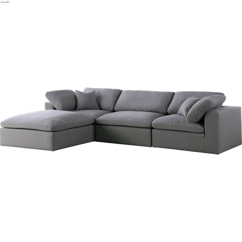 Serene 4pc Grey Linen Deluxe Cloud Modular Reversible Sectional By ...