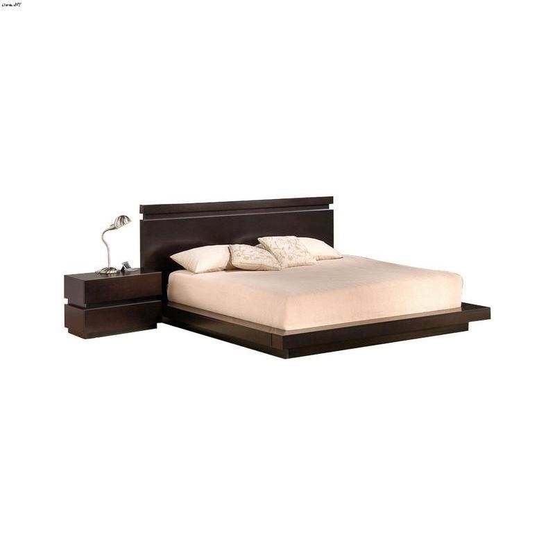 Knotch Modern Wenge Platform Bed By JM Furniture