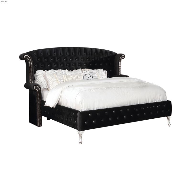 Deanna Black King Tufted Velvet Bed 206101ke By Coaster 